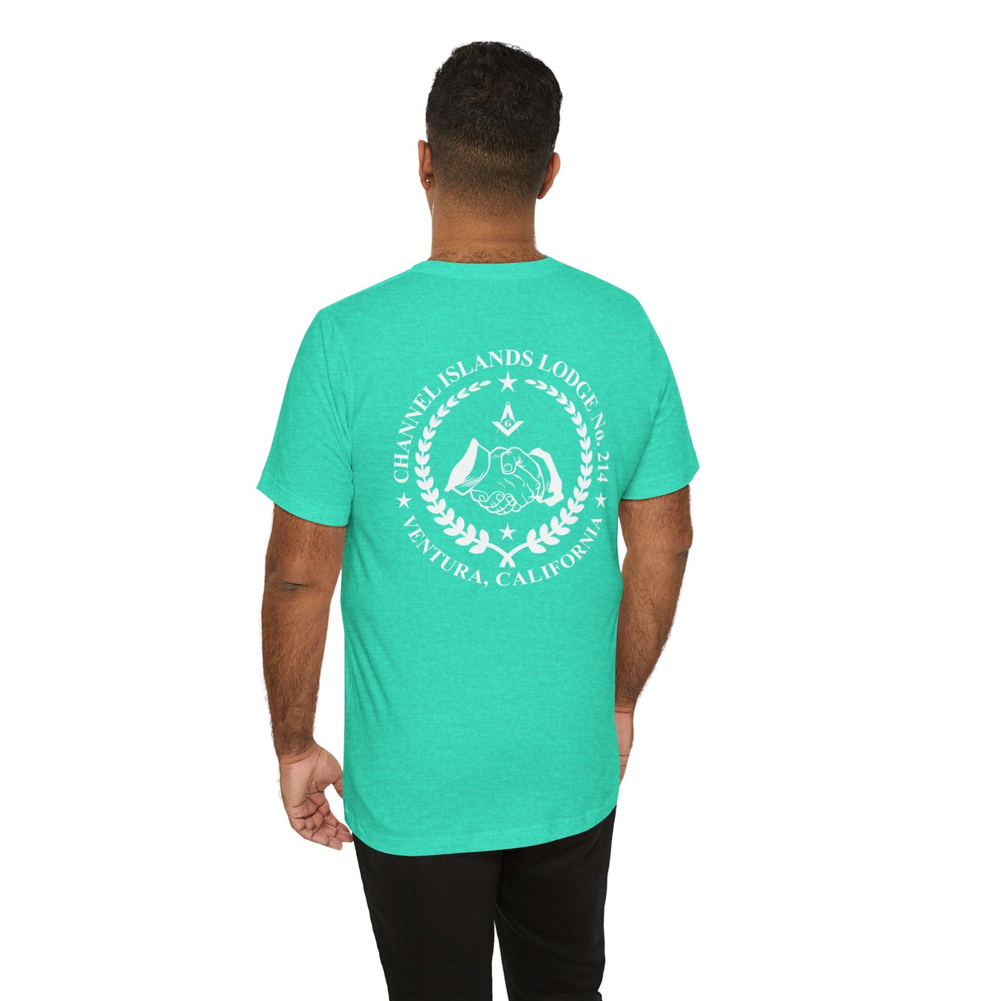 Brightly colored Entered Apprentice T-Shirt from Channel Islands Lodge 214 with vibrant lodge logo design on the front.