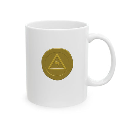 Perfect Elu Gold Wax Seal White Ceramic Coffee Mug (11oz, 15oz)