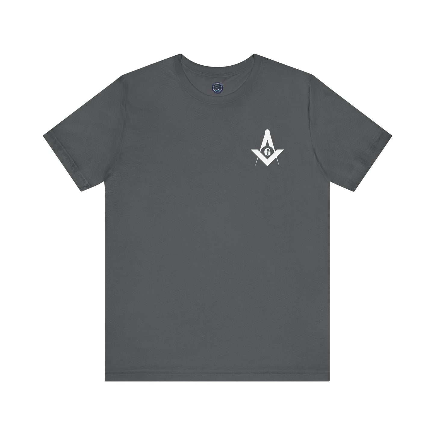 Dark-colored Entered Apprentice T-shirt from Channel Islands Lodge 214 by Printify, featuring lodge emblem and detailed design.