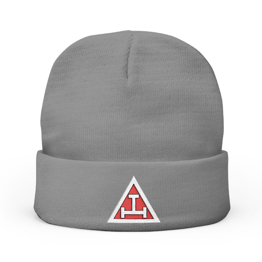 Royal Arch Embroidered Knit Beanie - White and Red Emblem