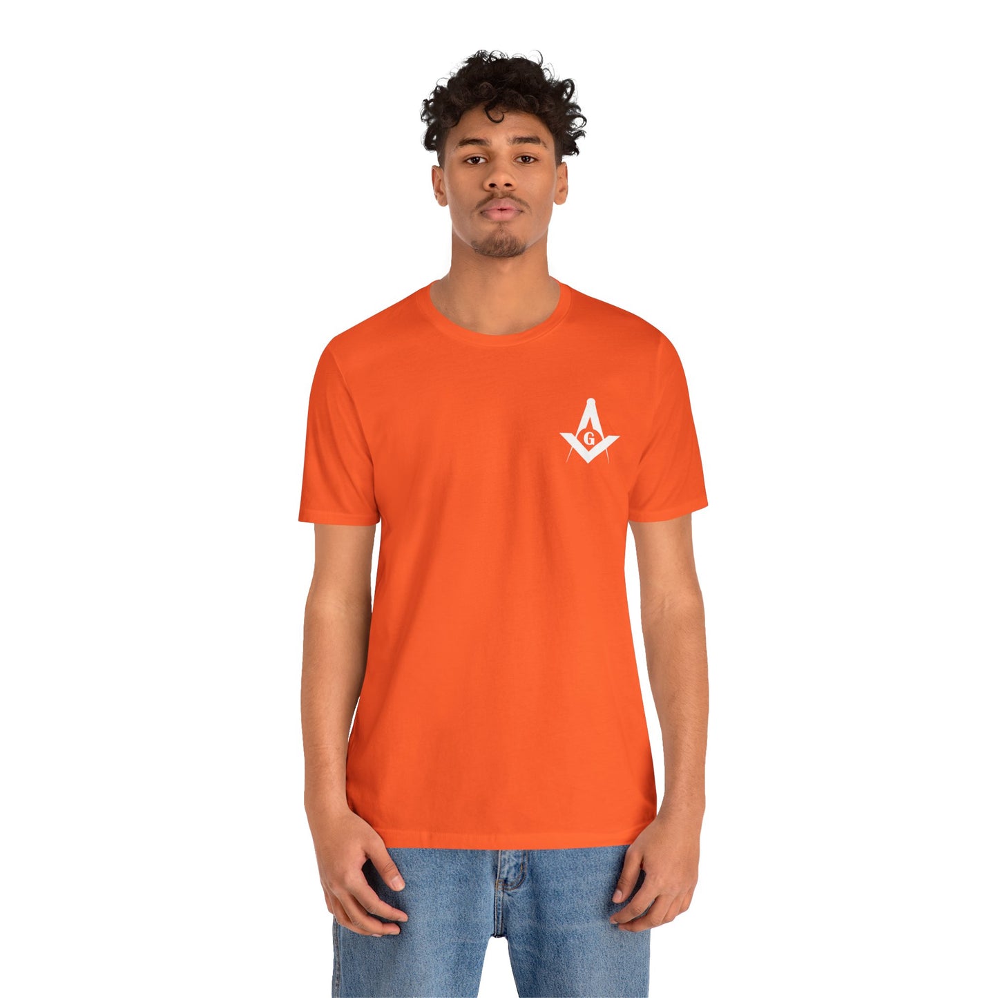Brightly colored Entered Apprentice T-Shirt featuring Channel Islands Lodge 214 logo in vibrant print, casual apparel by Printify.