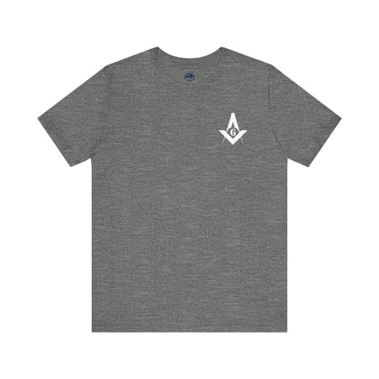 Dark-colored Entered Apprentice T-Shirt from Channel Islands Lodge 214 by Printify, featuring lodge logo and detailed design.