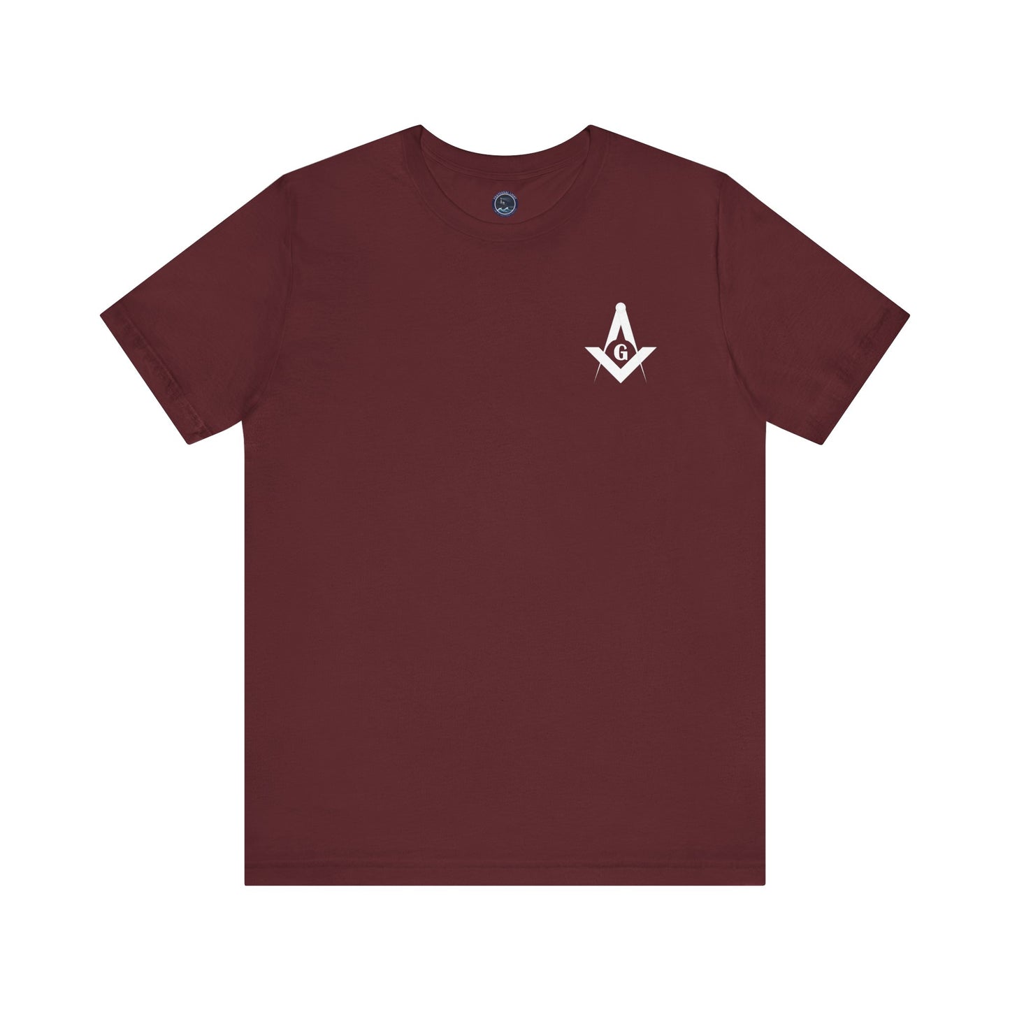 Dark-colored Fellowcraft T-Shirt from Channel Islands Lodge 214 by Printify, featuring lodge logo and design on front.