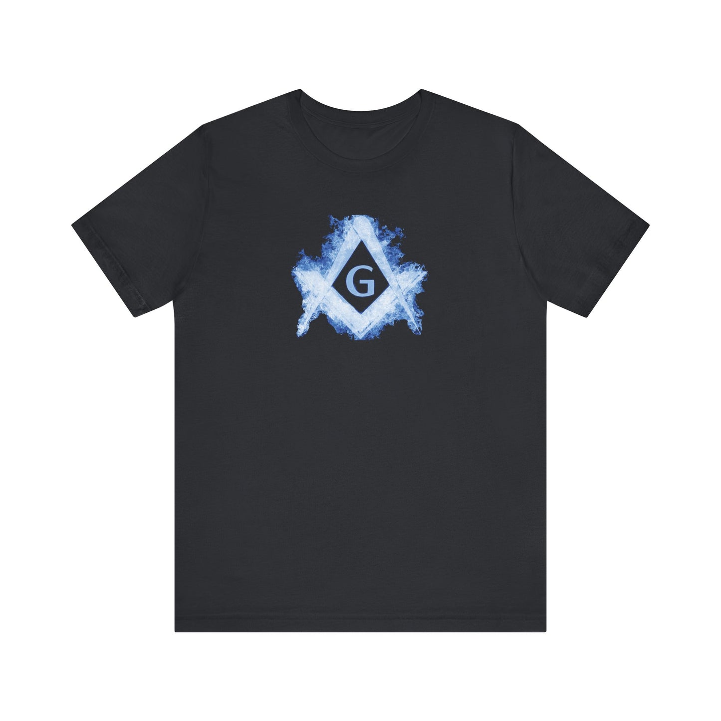 Flaming Square and Compass Short Sleeve T-Shirt - Blue Flames