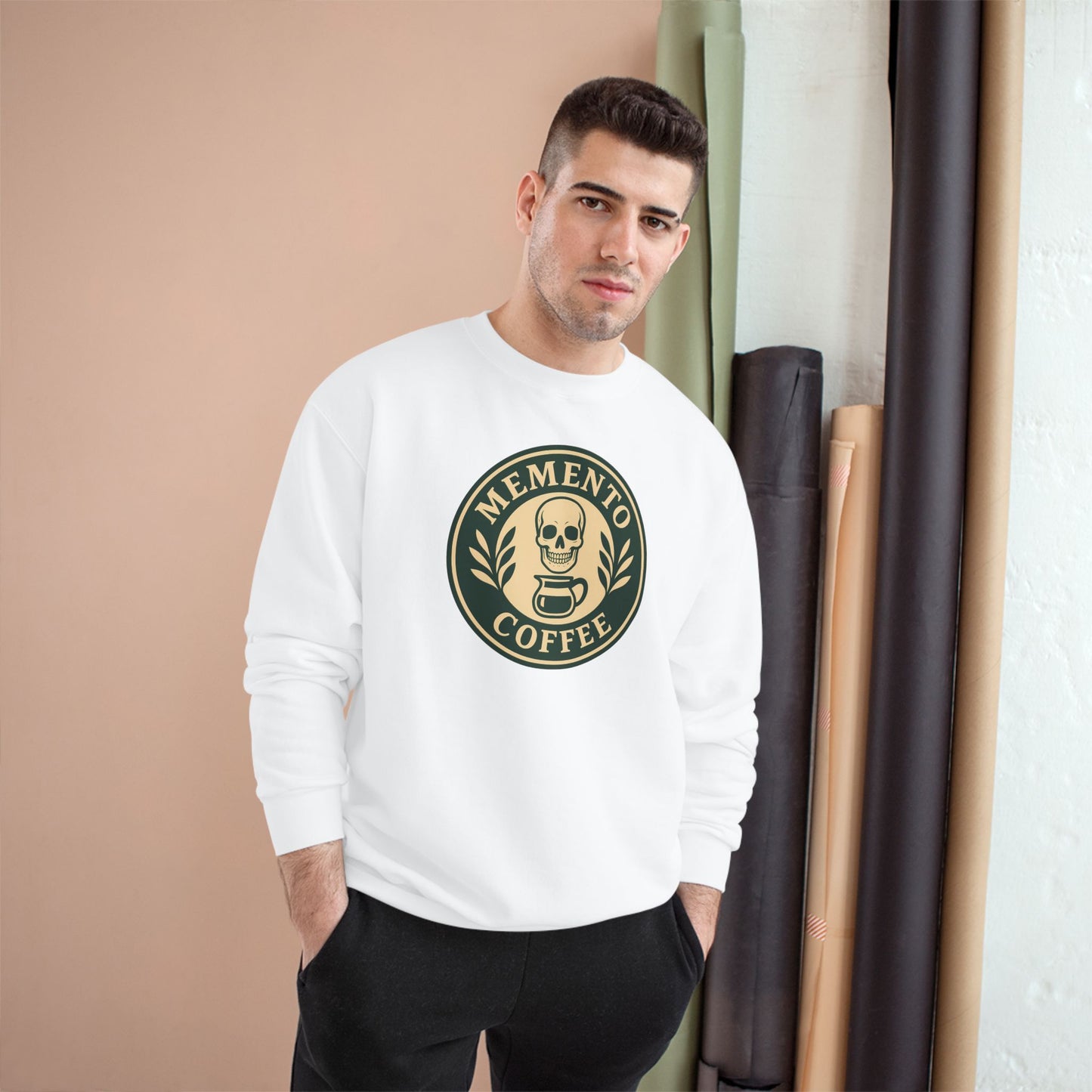 "Memento Coffee" Champion Sweatshirt - Acacia (Green/Tan)
