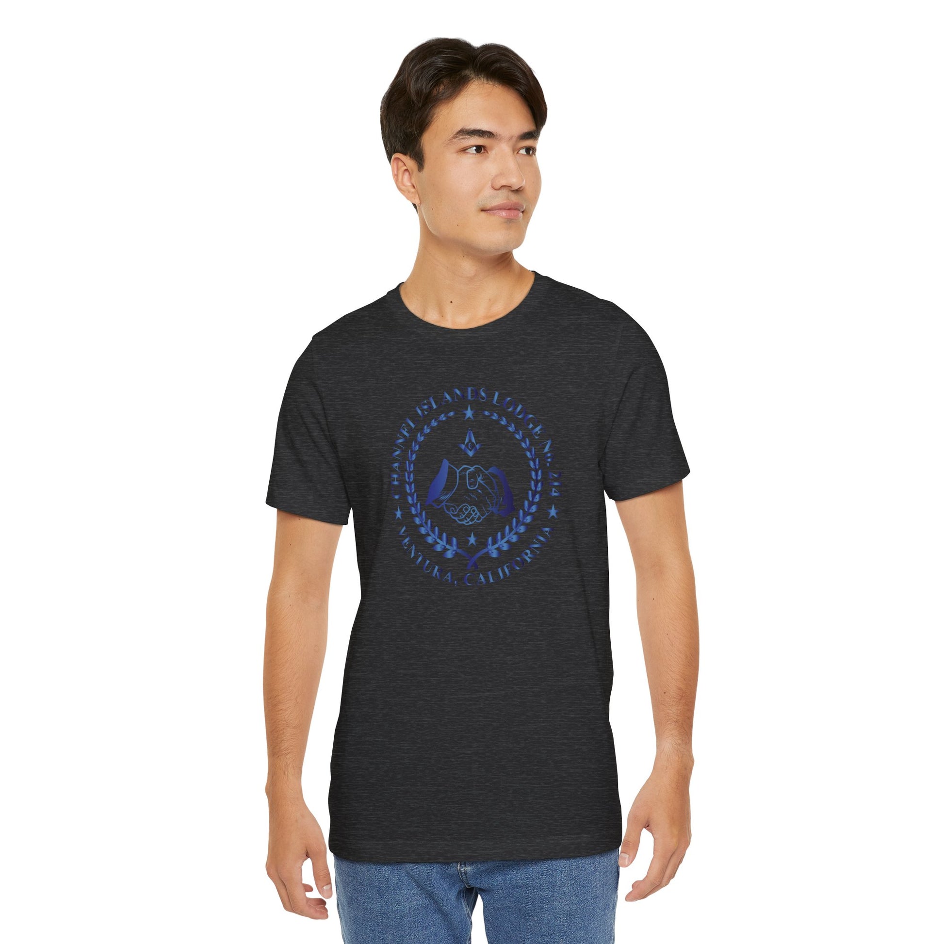 Channel Islands Lodge 214 short sleeve T-shirt in sapphire gradient, featuring a casual fit and printed design.