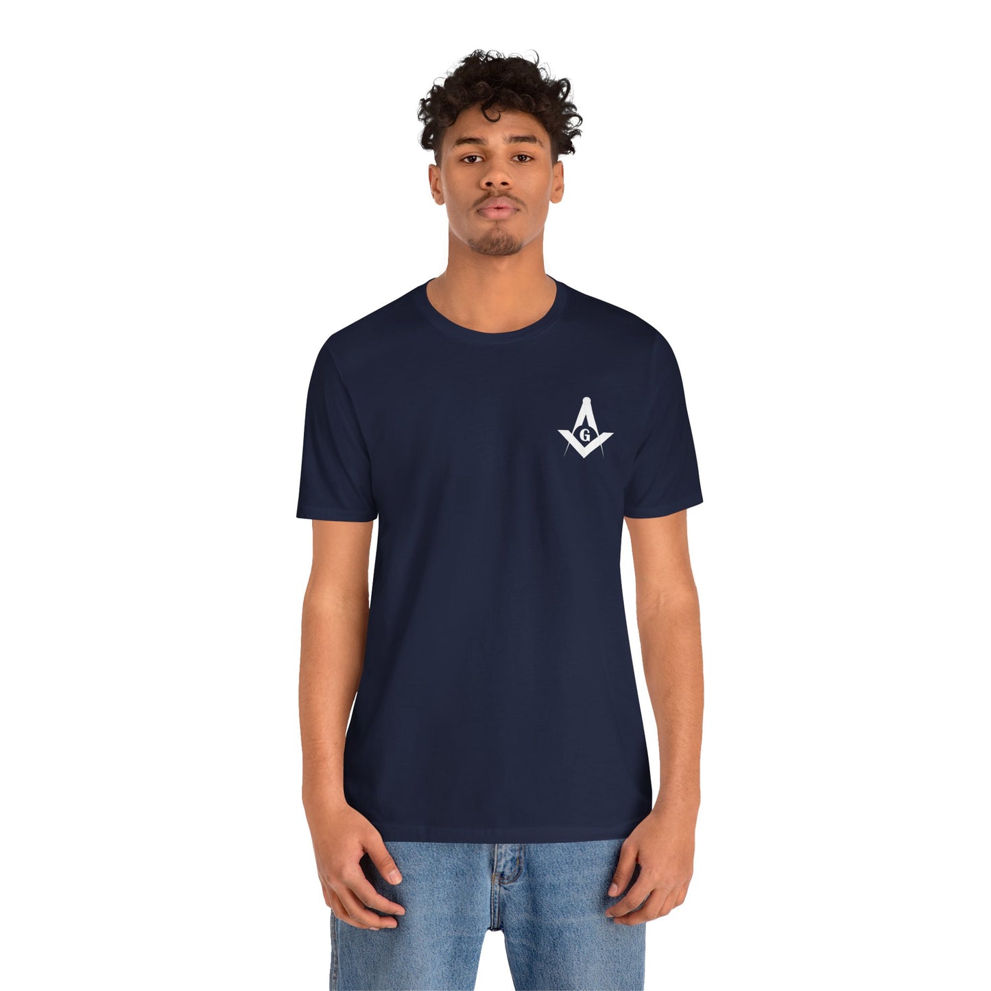Fellowcraft T-Shirt from Channel Islands Lodge 214 featuring blue and green design, made by Printify.