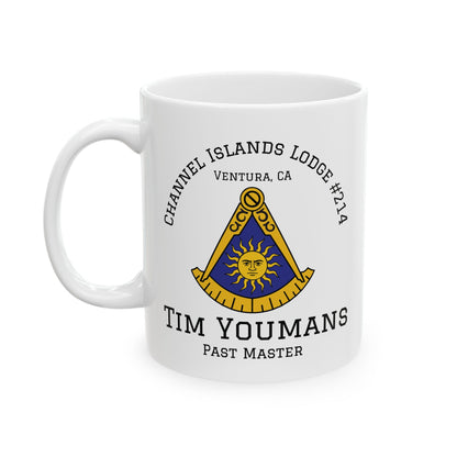Two-Sided Past Master - Compass & Quadrant Ceramic Mug - Classic (Choose Your Emblem)