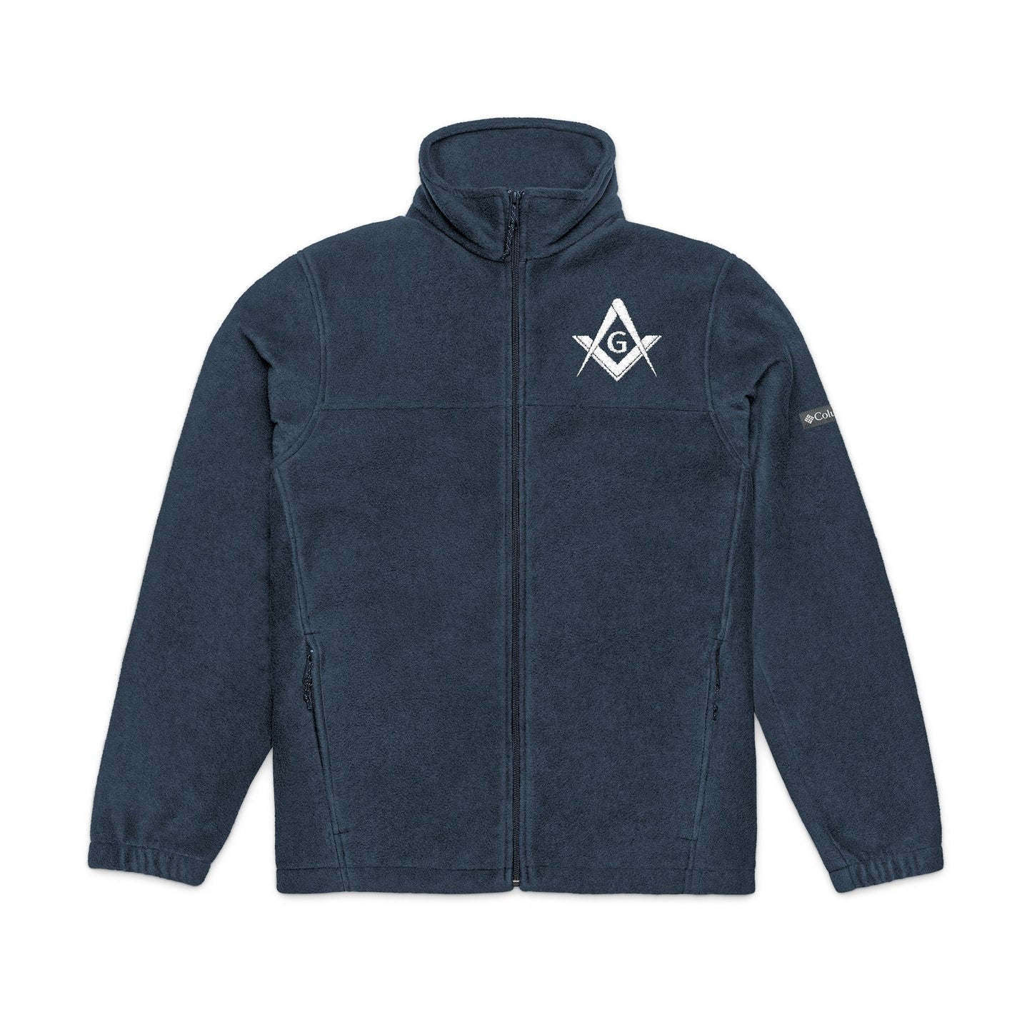 Embroidered Columbia Fleece Jacket - Square and Compass (White)