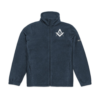Embroidered Columbia Fleece Jacket - Square and Compass (White)