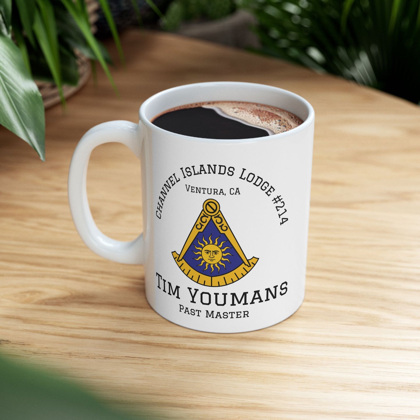 Two-Sided Past Master - Compass & Quadrant Ceramic Mug - Classic (Choose Your Emblem)