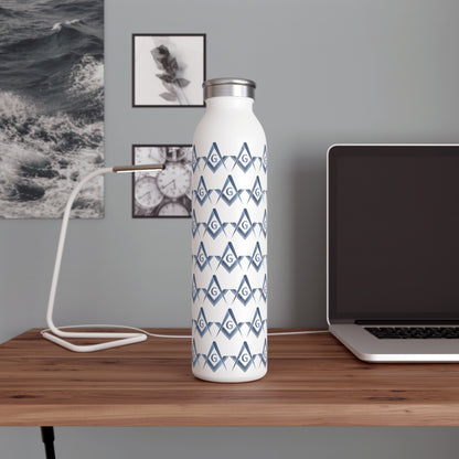 Simple Square and Compass Wrapped Slim Water Bottle - Stone Gradient