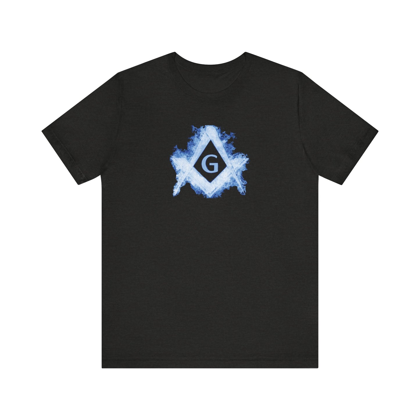 Flaming Square and Compass Short Sleeve T-Shirt - Blue Flames