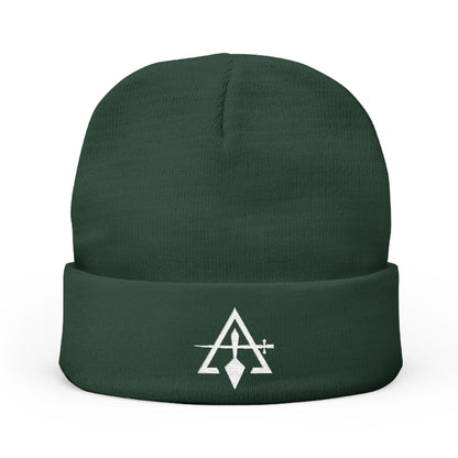 Cryptic Council Embroidered Knit Beanie - White Emblem