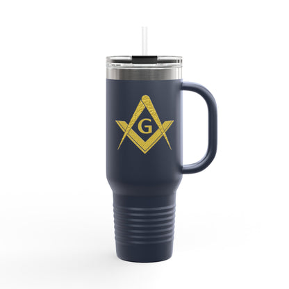 Two-Sided Simple Square and Compass Insulated Travel Tumbler (40oz) - Gold Leaf