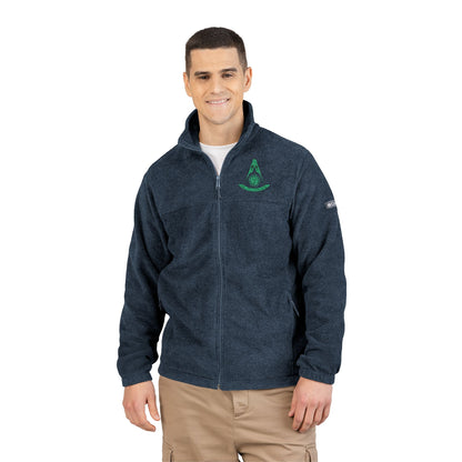 Past Master (Without Square) Embroidered Columbia Fleece Jacket – Green (Sun with Face)