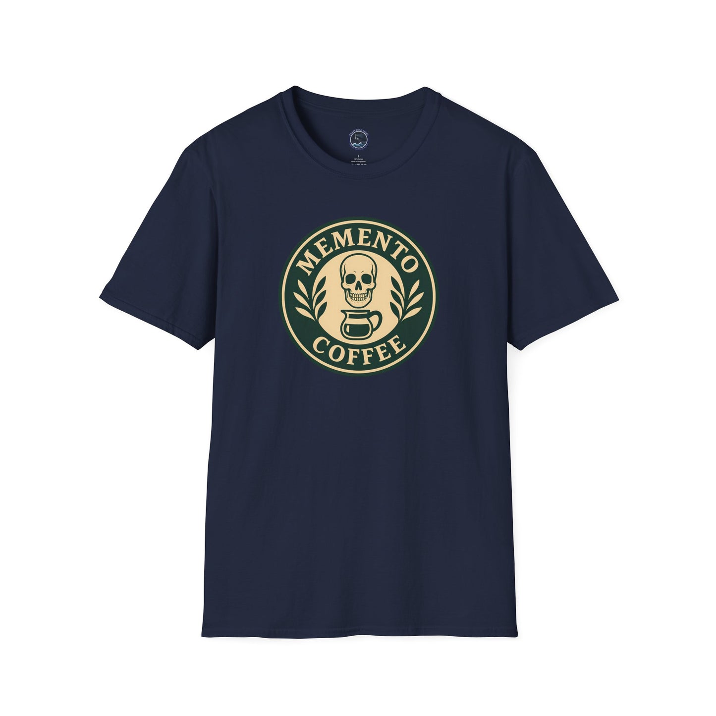 Memento Coffee Softstyle T-Shirt - Acacia (Green/Tan, Front Print)