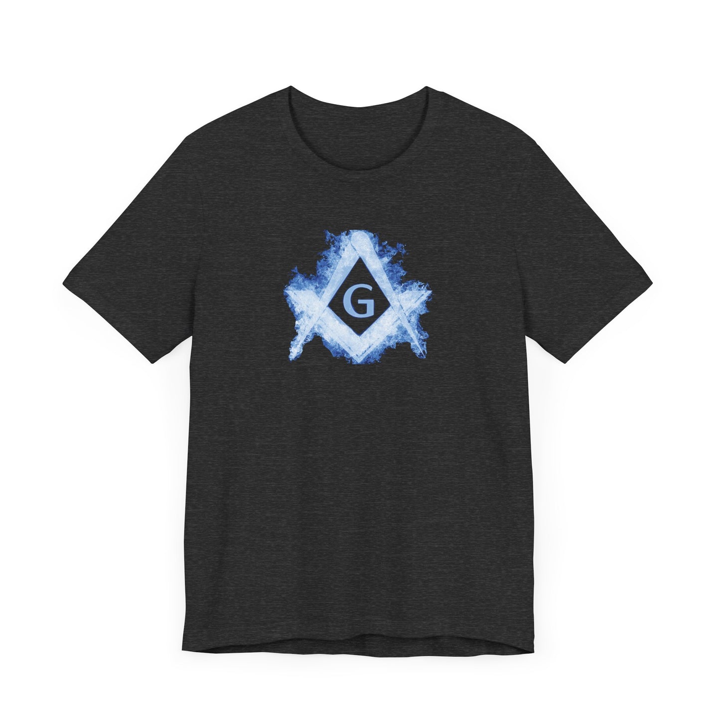 Flaming Square and Compass Short Sleeve T-Shirt - Blue Flames