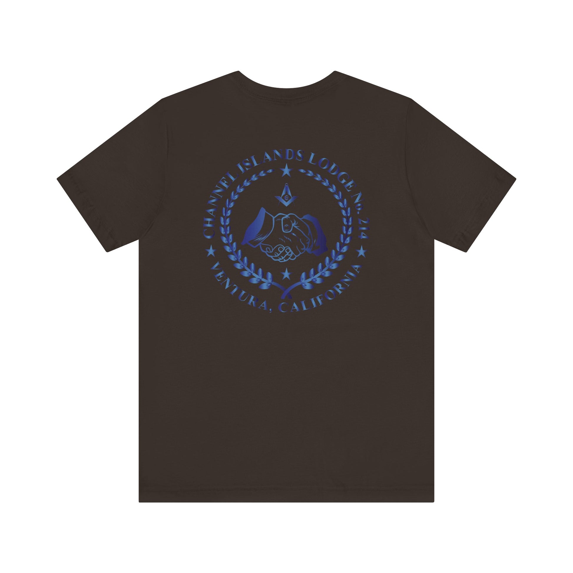 Channel Islands Lodge 214 Entered Apprentice short sleeve T-shirt in sapphire, featuring a comfortable fit and Lodge logo design.