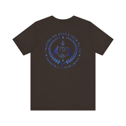 Channel Islands Lodge 214 Entered Apprentice short sleeve T-shirt in sapphire, featuring a comfortable fit and Lodge logo design.