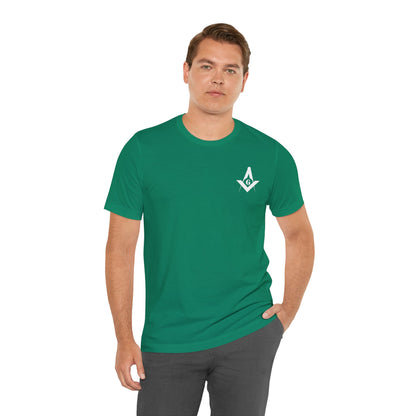 Blue and green Entered Apprentice T-Shirt from Channel Islands Lodge 214 featuring lodge emblem and detailed design.