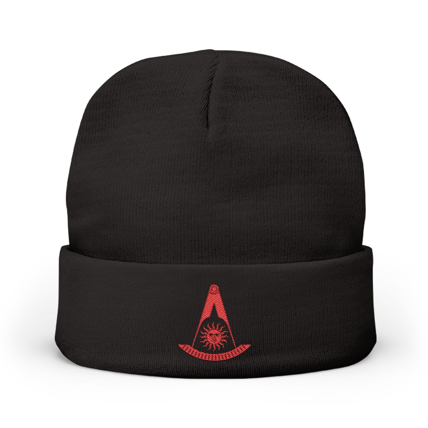Past Master (Without Square) Embroidered Knit Beanie – Red