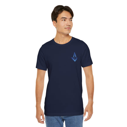 Channel Islands Lodge 214 Entered Apprentice T-shirt in sapphire, short sleeve cotton shirt with printed lodge logo.