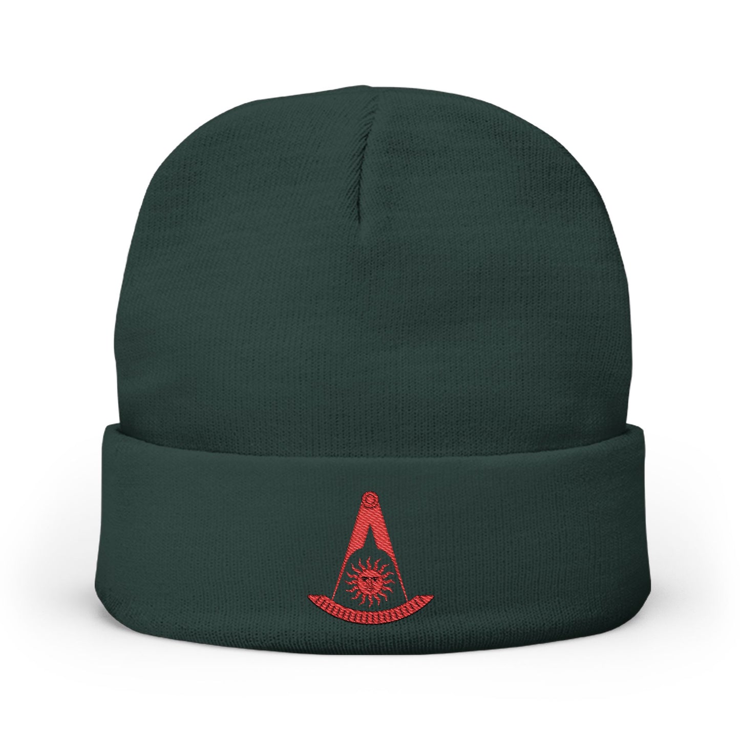 Past Master (Without Square) Embroidered Knit Beanie – Red