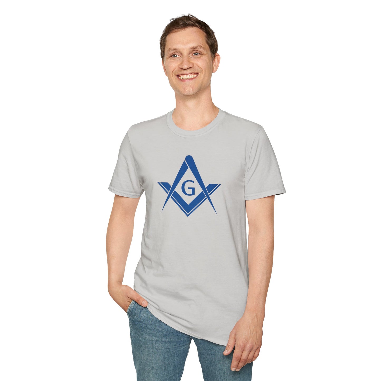 Square and Compass Softstyle T-Shirt - Classic (Royal Blue, Front Print)