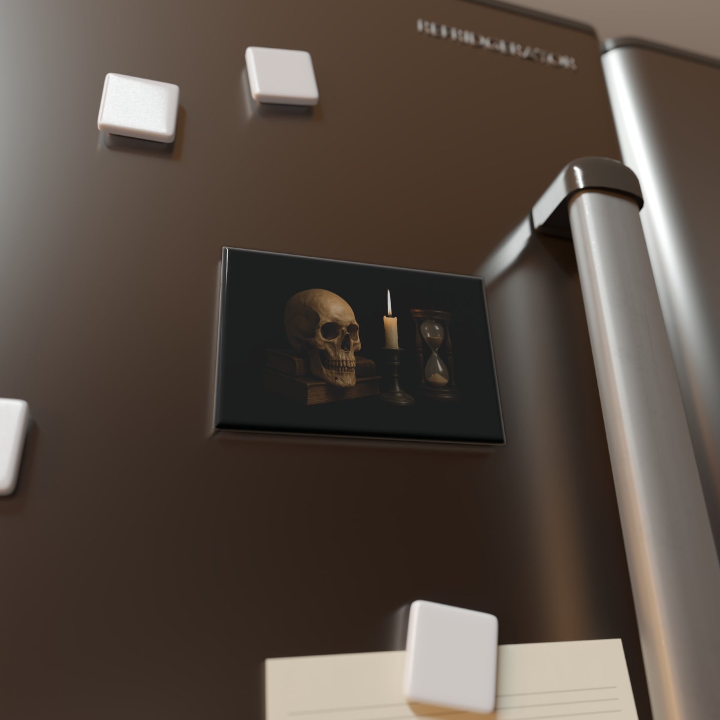 Memento Mori Metal Button Magnet - Reflection  (Rectangle, 1 or 10 pack)