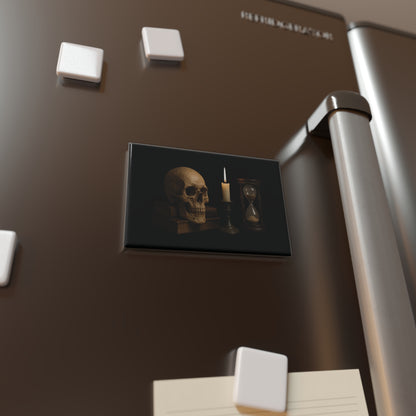 Memento Mori Metal Button Magnet - Reflection  (Rectangle, 1 or 10 pack)