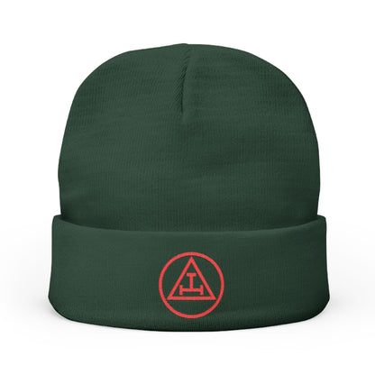 Royal Arch Encircled Triple Tau -  Embroidered Knit Beanie