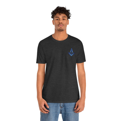 Sapphire Channel Islands Lodge 214 Entered Apprentice short sleeve T-shirt by Printify, featuring lodge logo and design on front.
