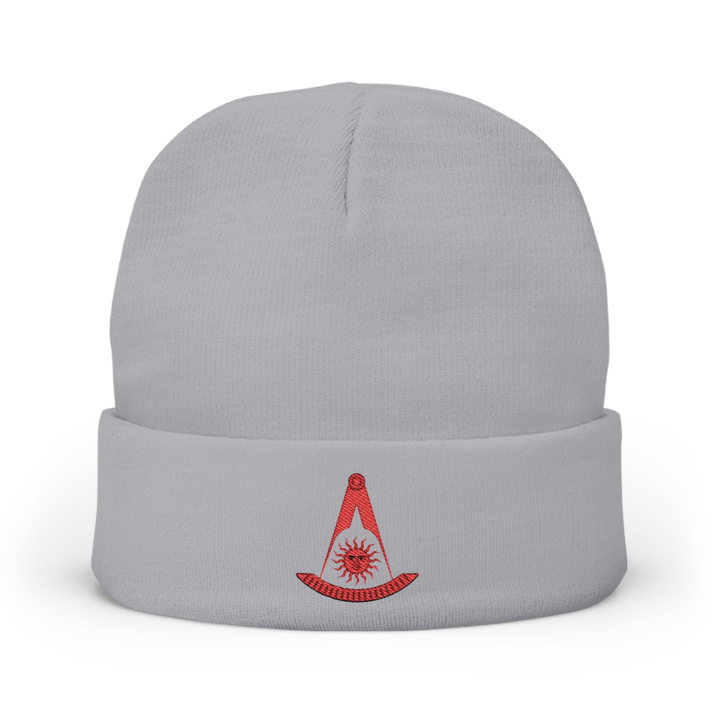 Past Master (Without Square) Embroidered Knit Beanie – Red
