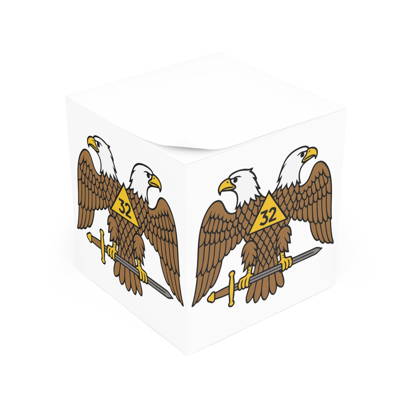 Scottish Rite Two-Headed Eagle Illustration 4-sided Note Cube