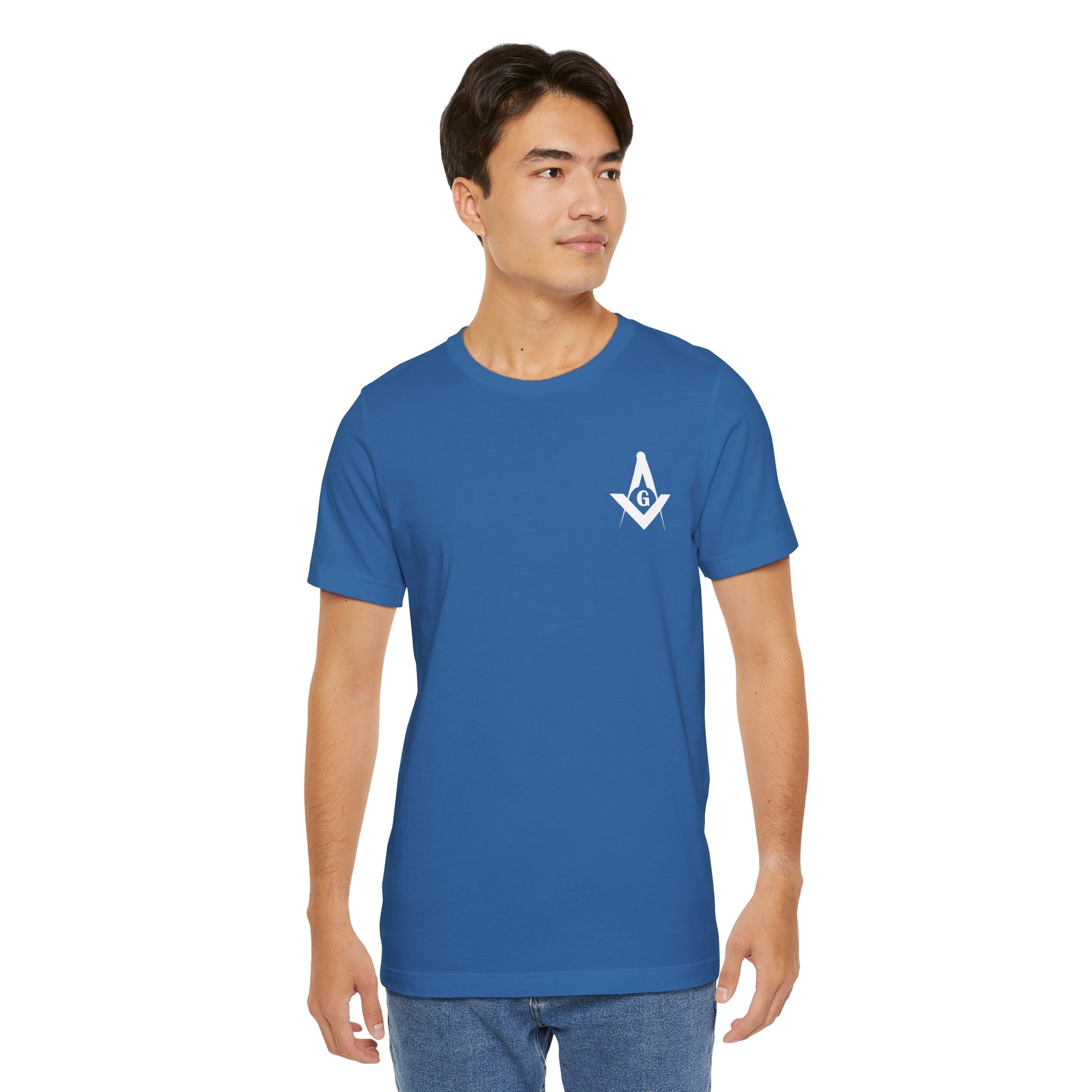 Channel Islands Lodge 214 Short Sleeve T-Shirt by Printify, featuring blue and green design on soft fabric.