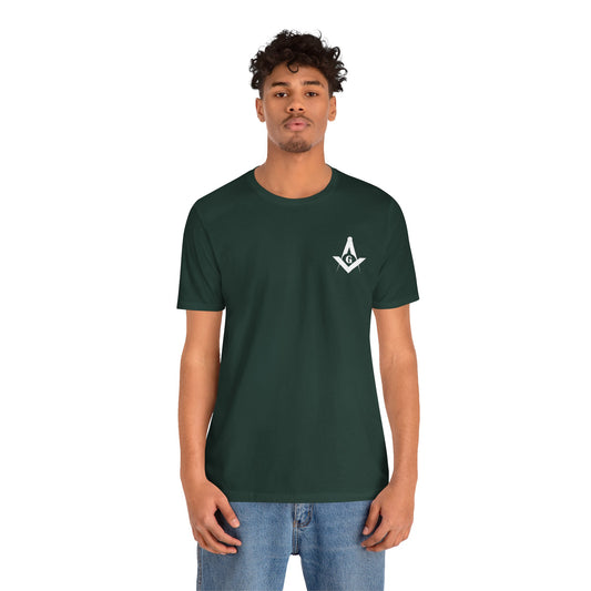 Fellowcraft T-Shirt from Channel Islands Lodge 214 featuring blue and green designs, made by Printify.