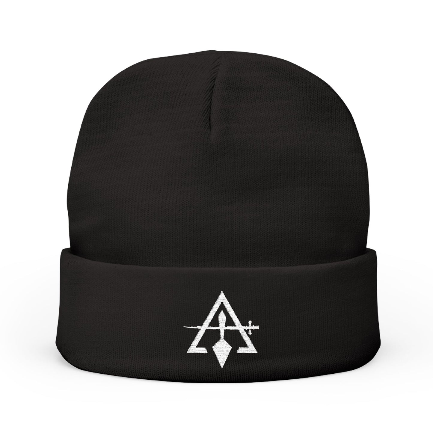 Cryptic Council Embroidered Knit Beanie - White Emblem