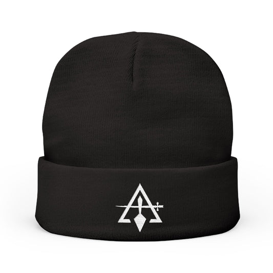 Cryptic Council Embroidered Knit Beanie - White Emblem