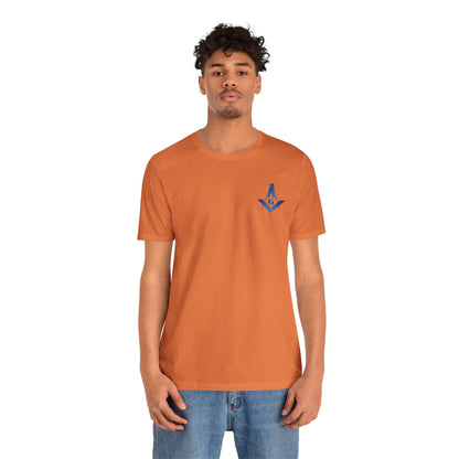 Channel Islands Lodge 214 Entered Apprentice Sapphire T-Shirt by Printify, featuring a casual short sleeve design with lodge logo.