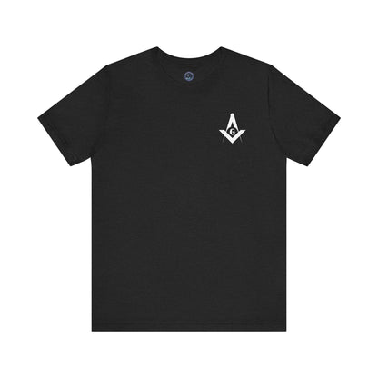 Fellowcraft T-Shirt from Channel Islands Lodge 214 in dark colors, featuring lodge logo on the front, by Printify.