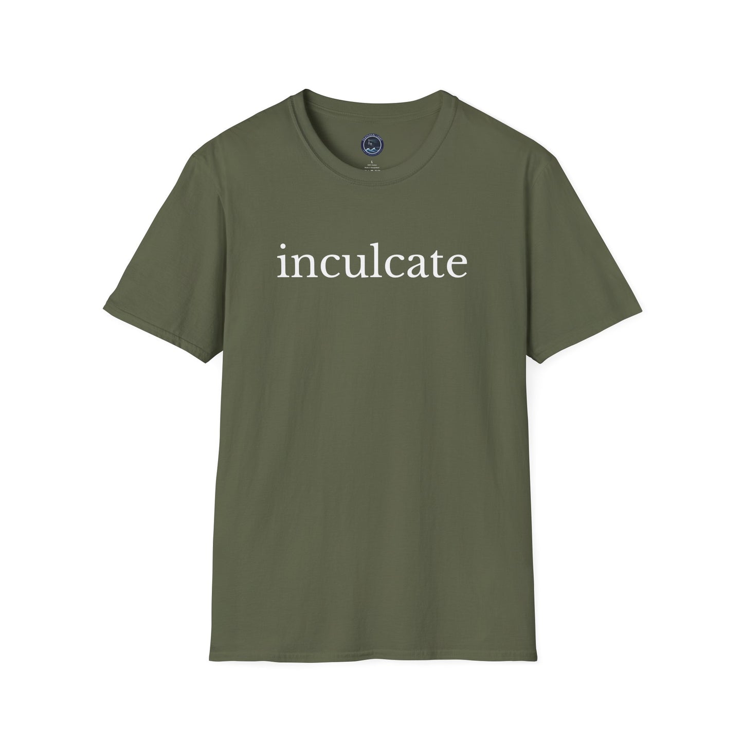 "inculcate" Softstyle T-Shirt (White Letters, Lowercase)