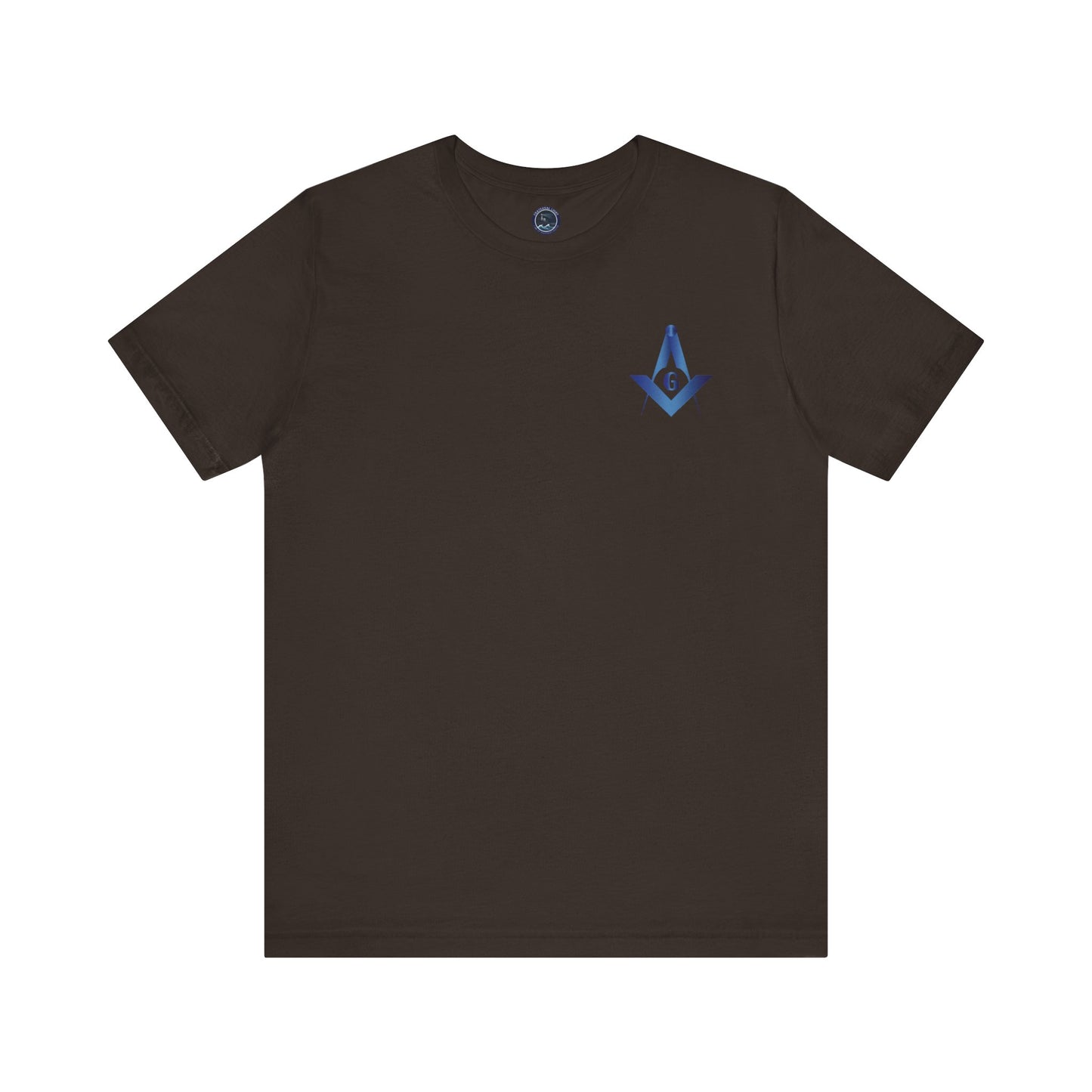 Blue Channel Islands Lodge 214 Entered Apprentice short sleeve T-shirt by Printify with lodge logo on front, casual apparel for men.
