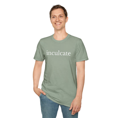 "inculcate" Softstyle T-Shirt (White Letters, Lowercase)