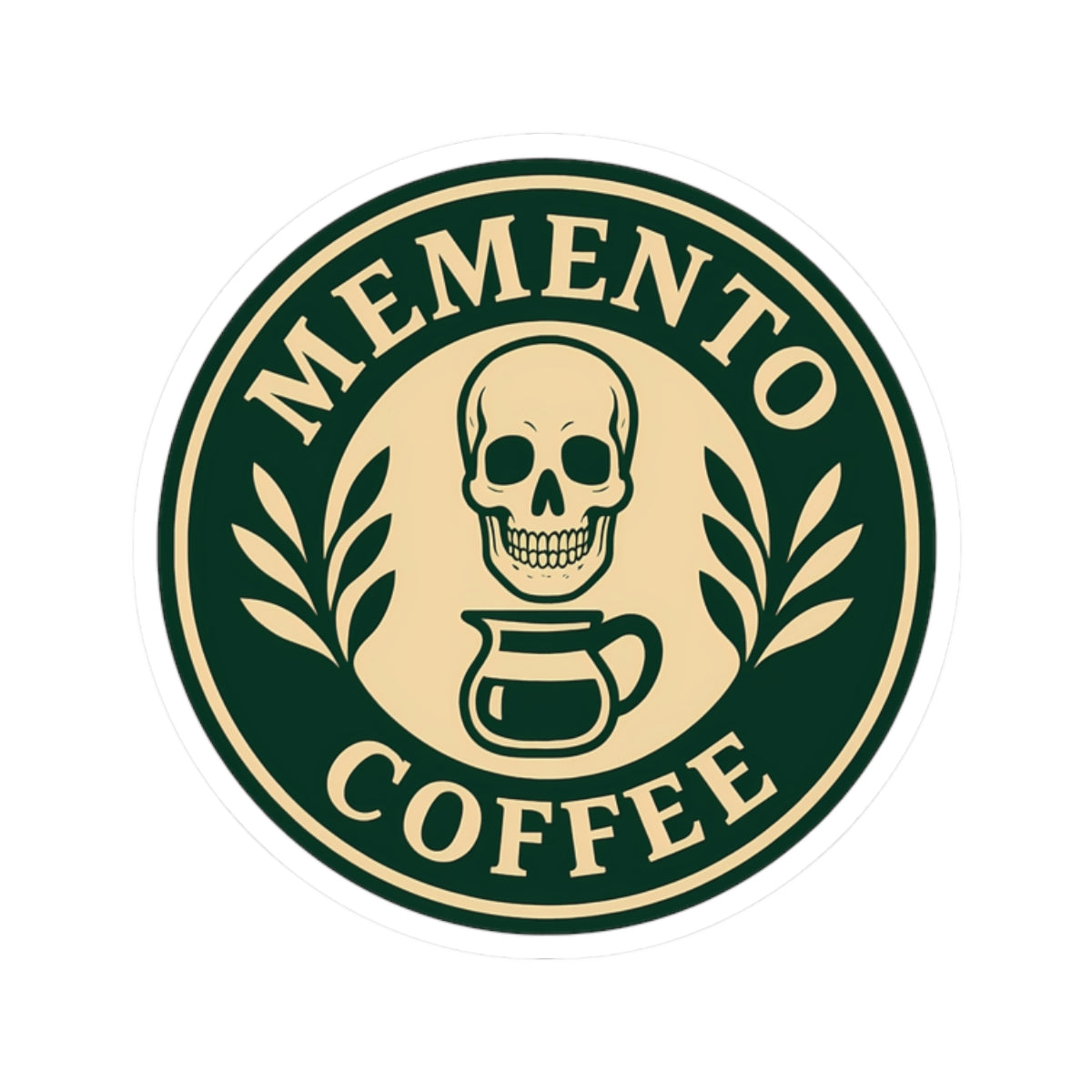 Memento Coffee Kiss-Cut Sticker - Acacia (Green/Tan)