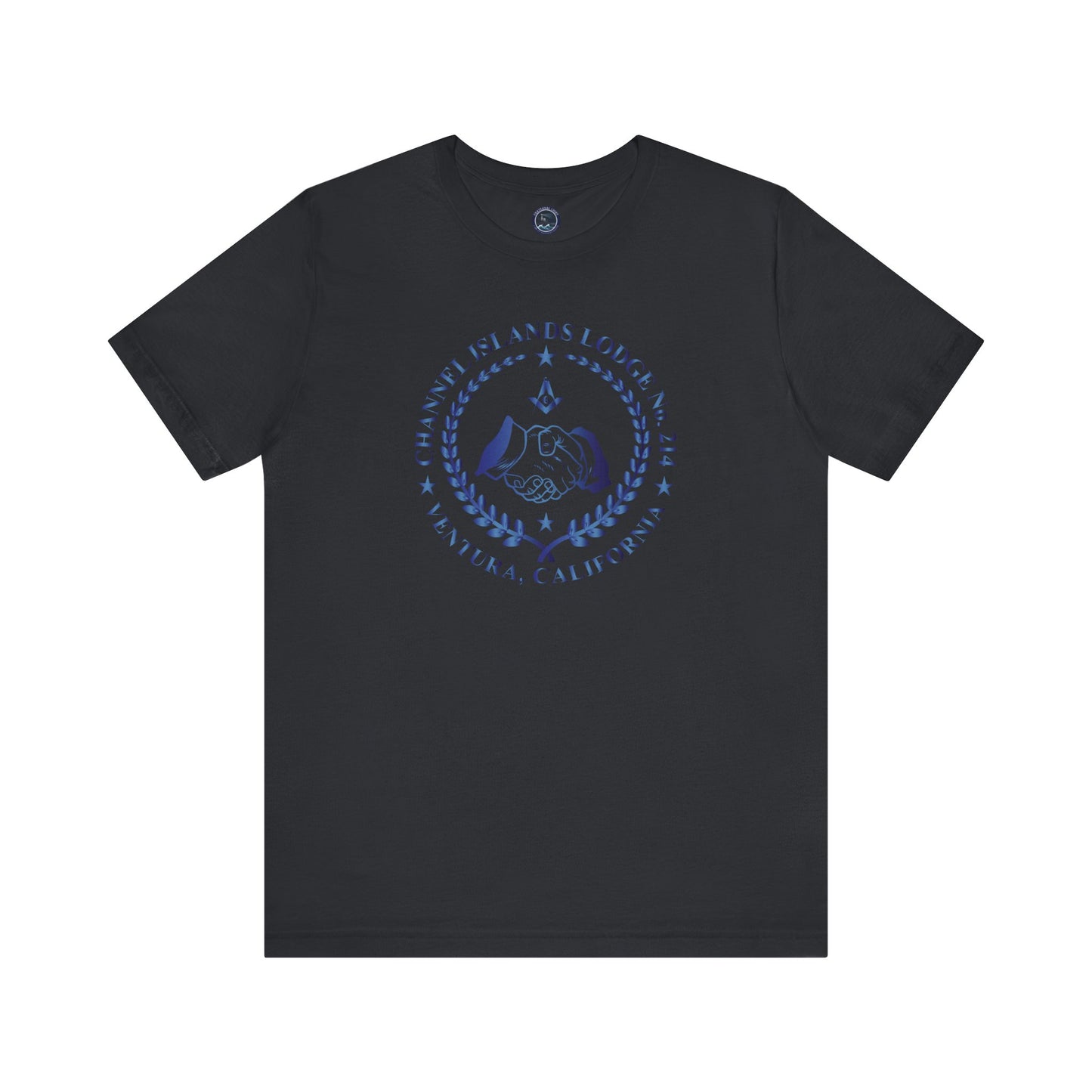 Channel Islands Lodge 214 short sleeve T-shirt in sapphire gradient, featuring a casual fit and graphic design.