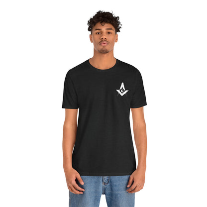 Dark-colored Entered Apprentice T-Shirt from Channel Islands Lodge 214 with lodge logo and text, made by Printify.