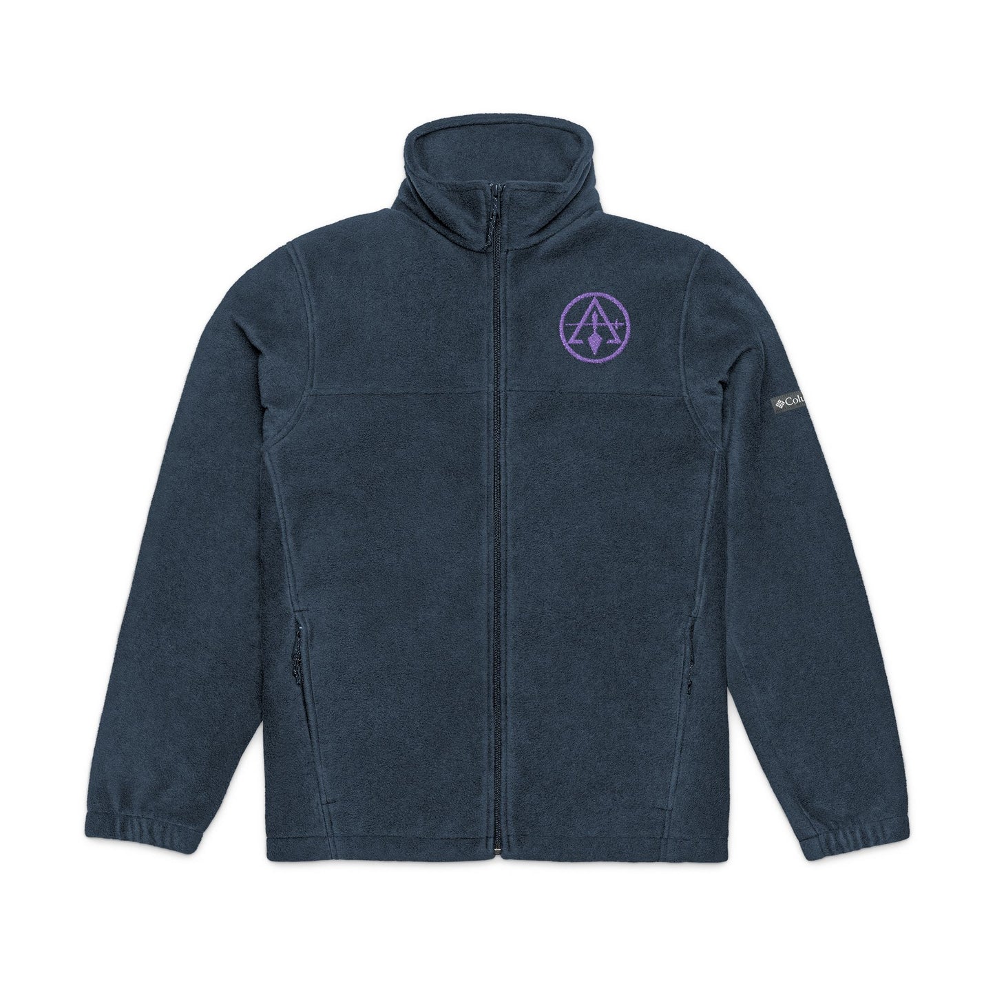 Cryptic Council embroidered Columbia fleece sweatshirt by Printify, showing detailed embroidery and soft fleece fabric.