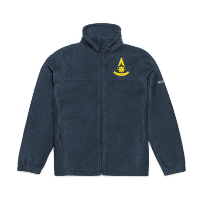 Embroidered Columbia fleece sweatshirt by CA Past Master featuring detailed embroidery and a cozy, soft fleece fabric.