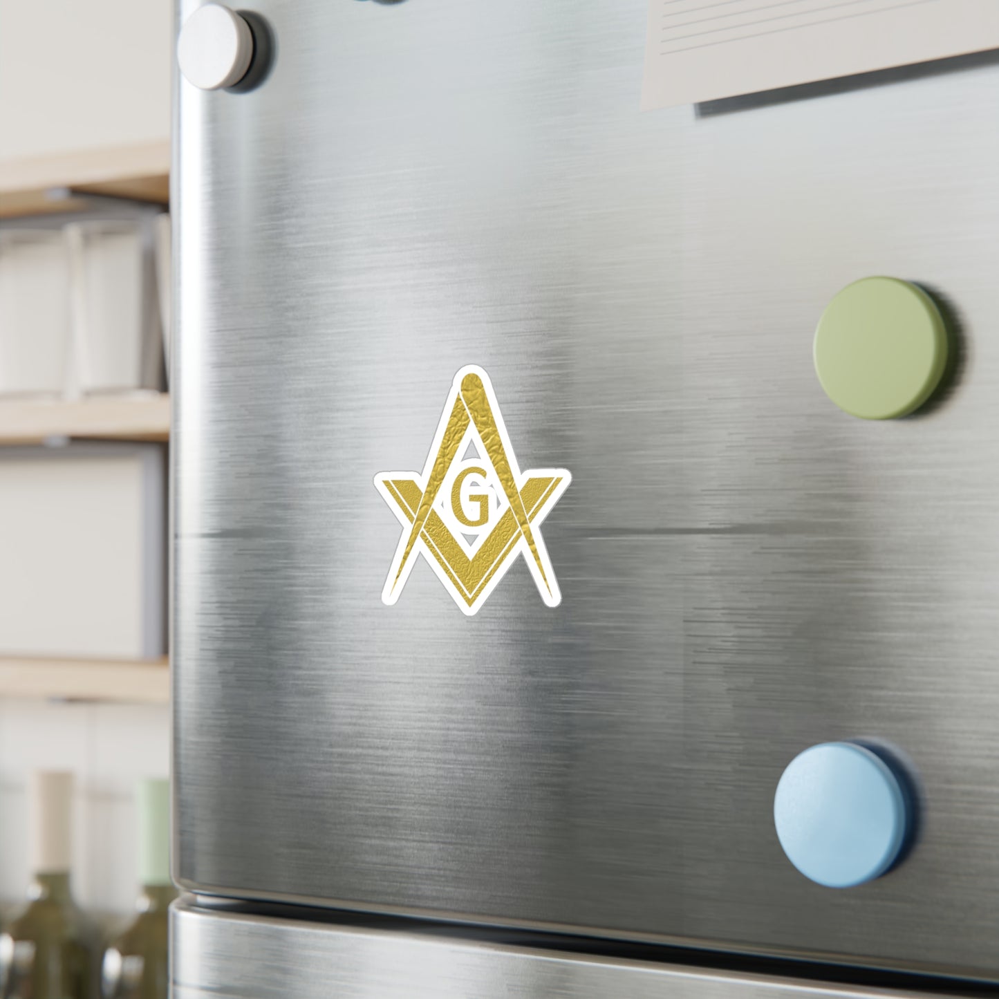 Simple Square and Compass Kiss-Cut Vinyl Decal - Gold Leaf